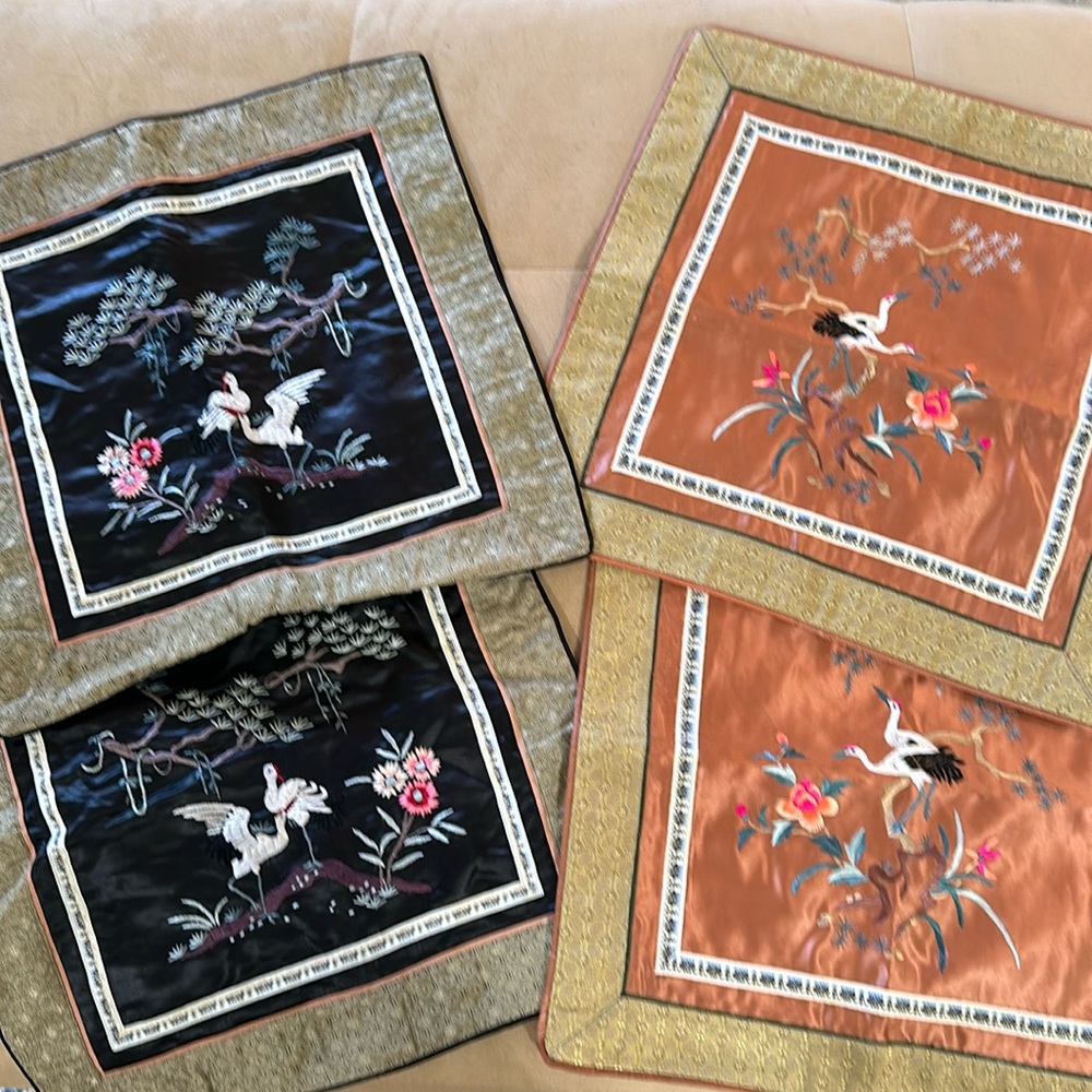 Beautiful embroidered vintage Chinese pillow case covers